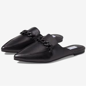 NEW Steve Madden Almah Black Leather Mules Flats